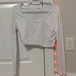 White Long Sleeve Crop Top